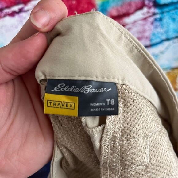 Eddie Bauer Travex Bermuda Hiking Shorts Khaki Tan Size T8 - Picture 7 of 9